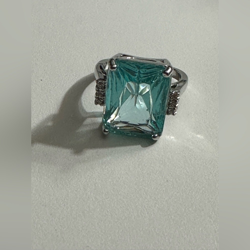 Simulated Blue Stone Ring Sz 5.5